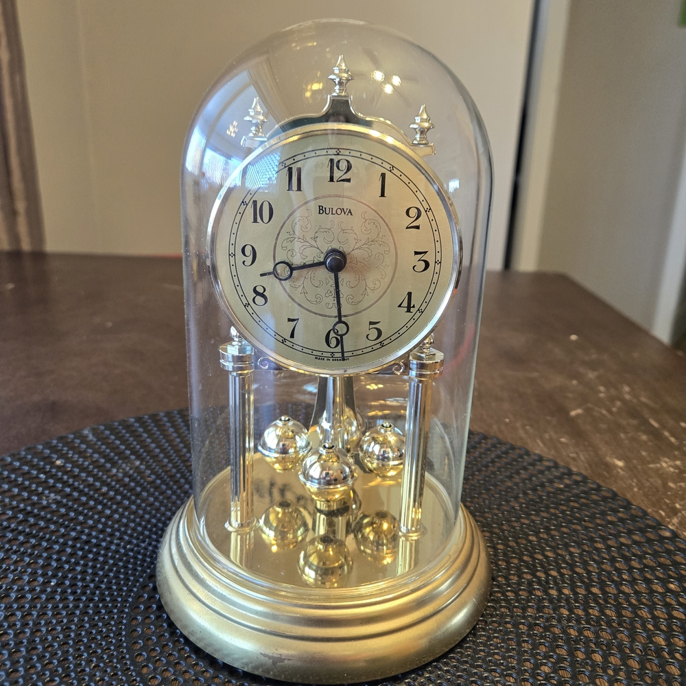 Vintage Bulova Gold Mantel Clock Anniversary Desk